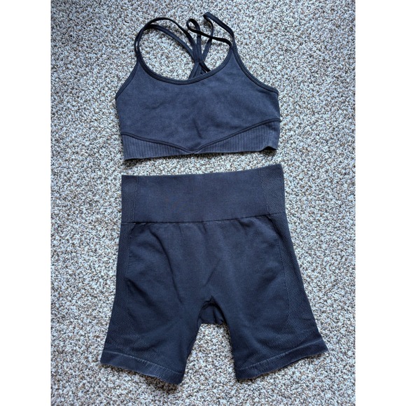 JoyLab Dresses & Skirts - Target JoyLab Activewear Set Small Black Ribbed Seamless Sports Bra Biker Shorts